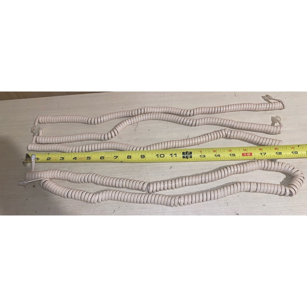 5 Vintage Beige Colored Phone Handset Cord for Landline Receiver